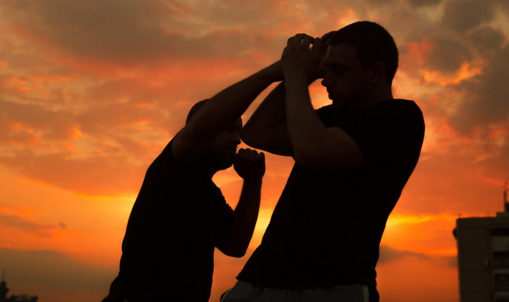 Deux hommes pratiquant le krav maga